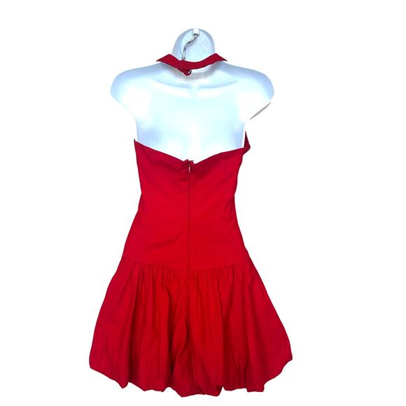Reformation Red Bubble Hem Mini Dress SIZE 6 Cocktail Party Halter Designer $218 - Picture 7 of 11